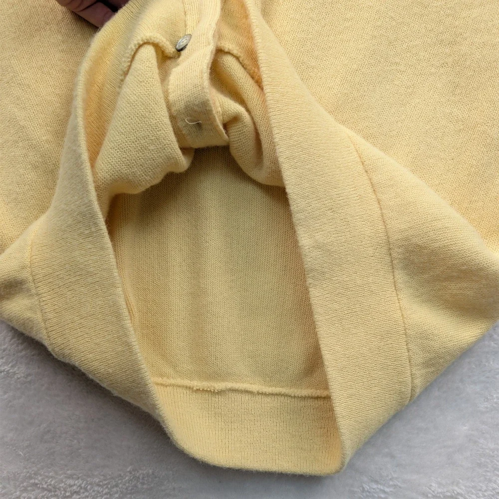 VTG Izod Lacoste Cardigan Men's L Yellow Button Front Knit V-Neck Preppy 80s